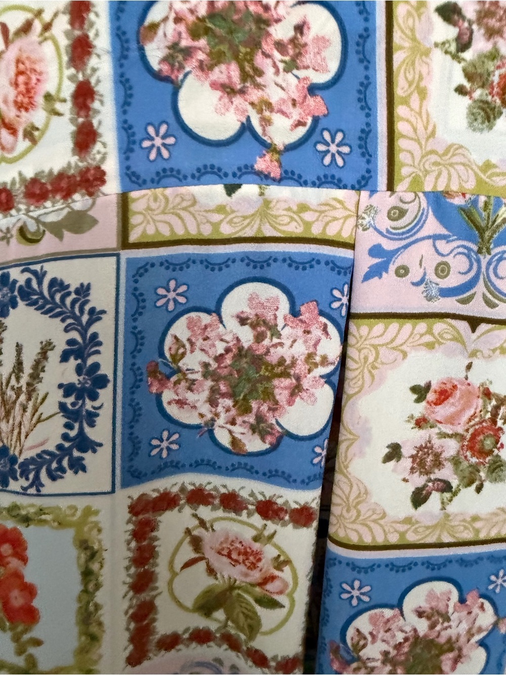 Rose & Olive Blue Multi Floral Patchwork Button-Down Shirt - Picture 3 of 12